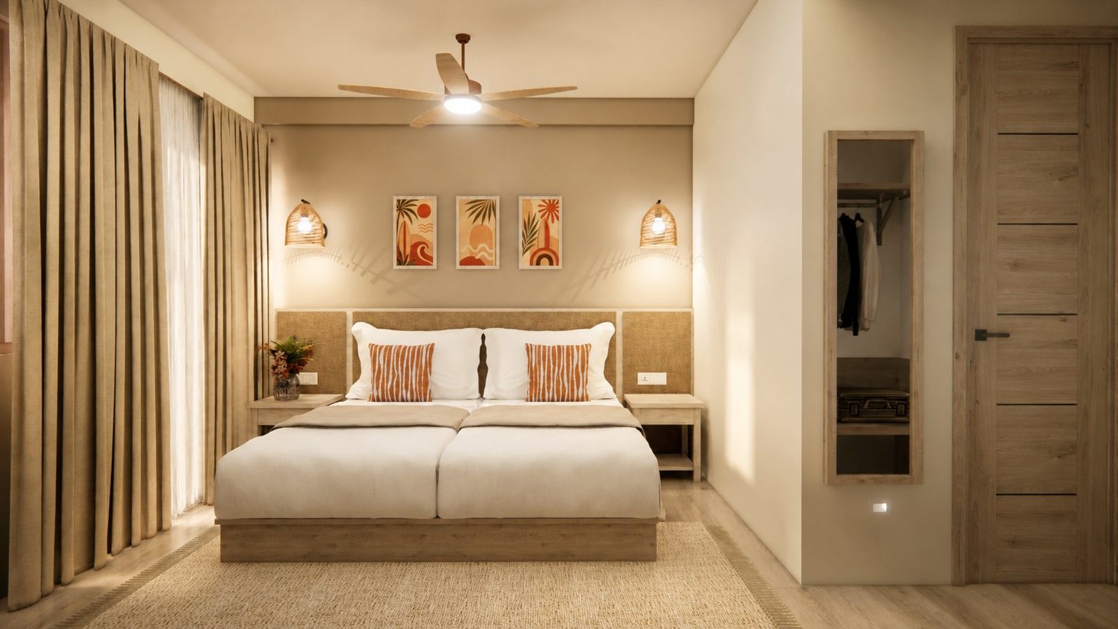 Guest room render, made up as a king